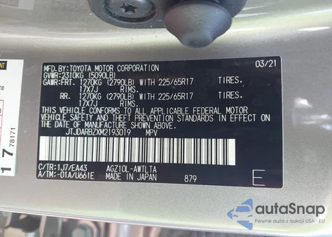 2021 Lexus Nx 300 z USA, uszkodzony, nr VIN JTJDARBZXM2193019